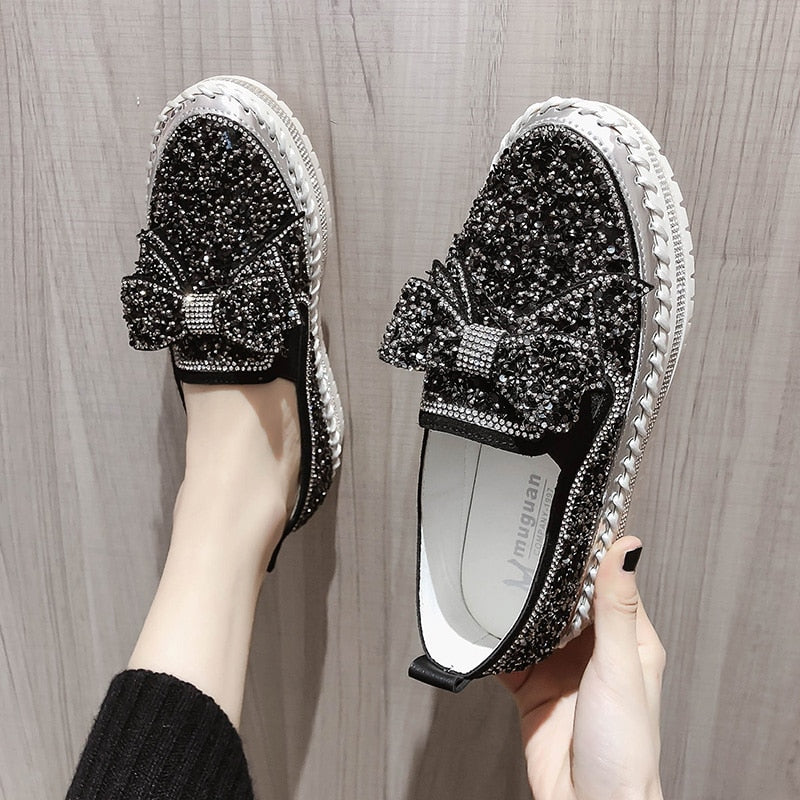 Women's Rhinestone Slip On Loafers