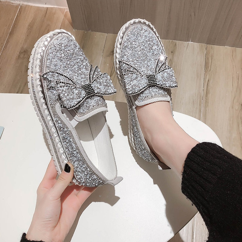 Women's Rhinestone Slip On Loafers