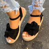 Women Casual Sandals Summer Shoes Hemp Flats Platform