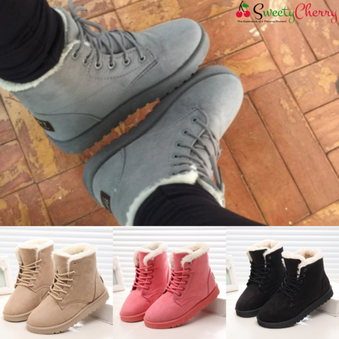 SweetyCherry® Anti-Slip Waterproof Lace Up Snow Boots For Women