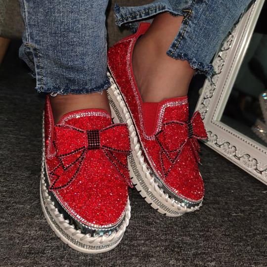 Women's Rhinestone Slip On Loafers