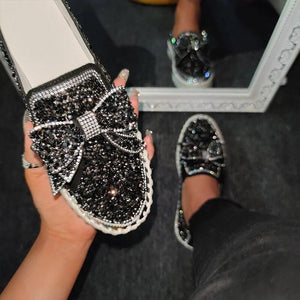 Women's Rhinestone Slip On Loafers