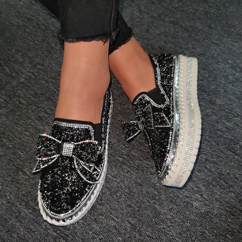 Women's Rhinestone Slip On Loafers