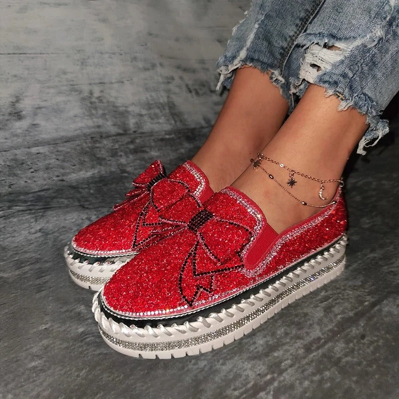 Women's Rhinestone Slip On Loafers