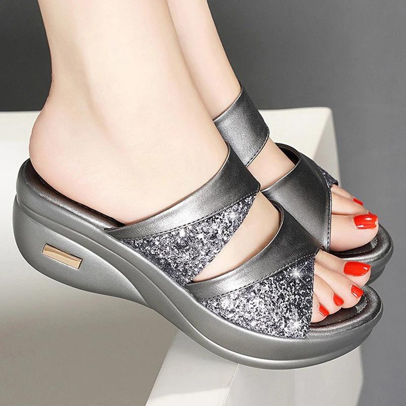 SweetyCherry™ Women Sequined  Wedges Platform Sandals