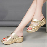 SweetyCherry™ Women Sequined  Wedges Platform Sandals